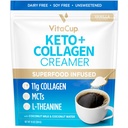 VitaCup Keto + kollageen Coffee Creamer Vanilla Maitse MCT, kollageeni valk, kookosvesi, L-Theanine Keto Dieet, Kasutamine Kohvi, Smoothies & Shakes, Piimavaba, Gluteenivaba, Sojavaba, 10oz