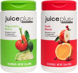 JuicePlus + Puu- ja Köögiviljasegu: Solid Nutritional Foundation - Boost Family's Health 20 Puuviljad ja köögiviljad Plus Taimetoitained - Prepacked 2 pudelit (60 Servings of Fruit, 60 Veg)