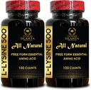 L-LYSINE täiendus Aminohapped - Menopausi energia lisandid naistele, immuunsuse tugi, huuled ja nahk, kaltsiumi ainevahetus, aminohapete vitamiin - 2 pudelit 200 loeb