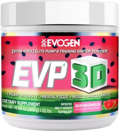 Evogen EVP 3D - Stim Free Pre Workout Powder meestele ja naistele | Sugar Free Non Stim Preworkout koos beeta-alaniin ja Kreatiin energia ja pumba | Hapu arbuus | 40 Servings