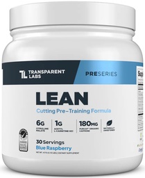 Läbipaistev Labs Lean Pre-Workout - Body Recomposition Pre Workout meestele ja naistele atsetüül L-karnitiin, Beta Alanine Pulber, & PurCaf Organic Kofeiin Pulber - 30 Servings, Blue Vaarika