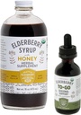Taimne täiendus Starter komplekt - 16oz pudel Elderberry Syrup koos meega ja 2oz pudel Elderberry minna hooajaline toetus valmistatud ainult orgaanilistest koostisosadest USAs