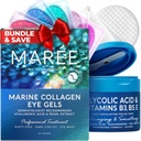 MAREE Skincare Bundle - Eye Gels, Facial Poola - Under Eye Gels for Puffy Eyes & Dark Circles - Glükoolhappe koorepadjad - Marine kollageen ja hüaluroonhape - Salitsüülhape ja vitamiinid E, B3, B5