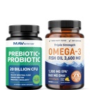 Omega 3 kalaõli ja probiootilised kapslid | Kolmekordne tugevus EPA & DHA koos probiootilise soolestiku tervise ja immuunsuse tugilisandiga | Põhjalik heaolupakett