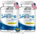 Sam e 500mg Metionine Supplement Maksa-, liigese-, aju- ja meeleolu tugi, kõrge neeldumise SAM-e (S adenosüülmetioniin), Vegan, Gluten Free, Non-GMO-USA Made, 60 Sam e Kapsel (2 Pack)