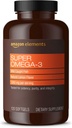 Elemendid Super Omega-3, EPA & DHA Omega-3 rasvhapped (1280 mg Serving, 2 Softgels), looduslik sidrunimaitse, 120 loend (pakendid võivad erineda)