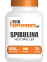BulkSupplements.com Spirulina kapslid - roheline superfood Supplement, Spirulina Supplement - Vegan, 6 kapslit serveerimise kohta, 180 loend (pakk 1)