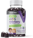 Viteey Sambucus Elderberry Gummies for Kids - Sugar Free - Immune Support Supplements koos C-vitamiini ja tsink, [3-1 Immune Booster] Vegan, želatiinivaba, Gluteenivaba - Maitsev näritav marja Maitsestatud