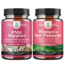 Bundle PMS Support ja Saw Palmetto naistele - DIM, Chasteberry, Black Cohosh & Ashwagandha perioodi krambid, Bloating, Mood Swing ja Saw Palmetto ekstrakt Maca Root & Biotin juuste väljalangemine