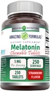 Hämmastav valem Melatoniini närimistable Supplement | 5 Mg per Serving | 250 tabletti | Mitte-GMO | Gluteenivaba | Valmistatud USAs (Maasikas Maitse)