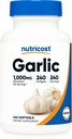 Nutricost küüslauk 1000mg, 240 Softgels - lõhnatu, Premium Gluteeni tasuta toidulisand