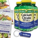 Spring Valley Kaltsiumtsitraat tabletid Dieet Toidulisandi 600 mg 300 Ct 3 pk Valikukomplekt (900 kokku) + Vitamiini juhend ja pillide konteiner (5 kirjet)!
