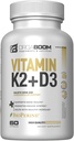 Vitamiin D3 K2 Kaltsiumilisand - Vitamiin D 5000 IU + Vitamiin K2 MK7 100 mcg, Luu tugevus ja südame tervise toidulisandid naistele ja meestele, D3K2 Hammaste vitamiinid bioperiiniga, US-made Non-GMO 60 Cap