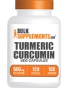 BulkSupplements.com Turmeric 500mg Extract kapslid - kurkumilisandid, kurkumi kurkumiin - gluteenivaba, 120 Veg kapslid (pakend 1)