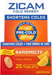 Zicam Cold Remedy Zinc Rapidmelts, Citrus Flavor, 25 krahv (2. pakk)