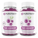 PUREFINITY Elderberry Gummies Sambucus, vitamiin C ja tsink - teie täiuslik igapäevane 3-in-1 toidulisand lastele ja täiskasvanutele - gluteenivaba, mitte-GMO, vegan, 60 loend (pakk 2)