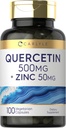 Carlyle Quercetin 500mg kapslid | koos 50mg tsink | 100 arvesse | Mitte-GMO ja Gluteeni vaba täiendus