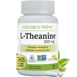 Nature's Trove L-Theanine 200mg Super Value Suurus - 365 taimetoitlase kapslit