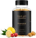Black Girl Vitamiinid - Sünnieelsed Kummid Naistele Vitamiin Folaadiga Luude Tervise Tugi, Gluteenivaba, (Raspberry-Lemonade), 60ct