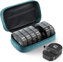 AUVON Canvas Bag Travel Pill Korraldaja 2 korda päevas, Suur AM / PM Iganädalane Pill Box 7 päeva Pill Case kaasaskantav Cyan Zipper Cloth kott hoidmiseks toidulisandeid, vitamiine ja kalaõli