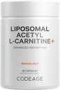 Koode Liposomaalne atsetüül-L-karnitiin + täiendus - 500 mg atsetüül-L-karnitiini ühe serveerimise kohta - 3-kuuline tarne, liposomaalne kohaletoimetamine - Alcar Supplement - L-karnitiin - Mitte-GMO, Gluteenivaba, 90 kapslit