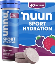 Nuun Sport elektrolüüt tabletid magneesiumi, kaltsiumi, kaaliumi, kloriidi ja naatriumi, gluteenivaba & Vegan, Tri-Berry, 4 Pack (40 Servings Total)