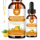 Magneesiumglütsinaat Vedelad tilgad tsitraadi ja tauraadiga - tunnetus, lihased ja fookus, vedel magneesiumi komplekslisand D3-vitamiiniga, GABA, L-teaniin, ananassimaitse - 1 Fl Oz (2 Pack)