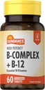 Sundance Vitamin B-Complex | with B-12 | 60 Tablets | High Potency | Vegetarian, Non-GMO, and Gluten Free Supplement