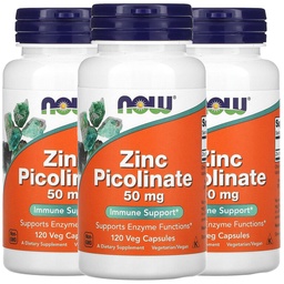 NOW Foods Now Foods Tsink Pikolinaat , 50 mg , 120 Veg Kapslit , 3 Pakend