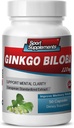 Aju toidulisandid mälu ja fookuse jaoks - Ginkgo BILOBA 120MG - Gingko biloba taim, täiskasvanutele mõeldud toidulisandid, Gingko biloba toidulisandid, Ginko biloba pillid looduslikud, mälu täiendus - 1B 60 kapslit