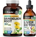 BIO KRAUTER Dandelion Juur 250 Kapslid & Maksatoetus Tinktuur 4 Fl. Oz