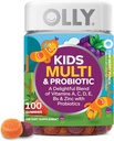 OLLY Kids Multivitamiinid ja probiootiline nämmy, seedetrakti tugi, vitamiinid A, D, C, E, B, tsink, närimislisand, Berry maitse, 50 päeva pakkumine - 100 loend