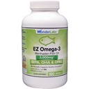 Wonder Laboratories EZ Omega-3 Atlantic Menhaden Fish Oil Supplement 2000 mg, Burpless, valmistatud USA, täiuslik tasakaal EPA + DHA + DPA 180 Softgels