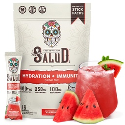 Salud 2-in-1 hüdratsioon ja immuunsus elektrolüütide pulber, arbuus Margarita - 15 serveerimist, Agua Fresca joogisegu, leedrimarja, piima ja soja vaba, mitte-GMO, gluteenivaba, vegan, madala kalorsusega, 1G suhkur