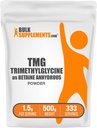 BulkSupplements.com TMG pulber - trimetüülglütsiin veevaba betaiinina, TMG täiendus - maitsestamata & gluteenivaba, 1,5 g serveerimise kohta, 500 g (1,1 naela) (pakk 1)