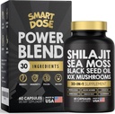Power Blend kapslid - 30-in-1 täienduskomplekt Shilajit 6000mg, Sea Moss 4000mg, Black Seed Oil 4000mg, Ashwagandha 2000mg, 10x Seened, Tongkat Ali, Maca, Holistic Pills Combo