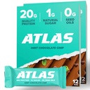 Atlas Protein Bar, 20g Valk, 1g Suhkur, Puhas Koostisosad, Gluteenivaba, Mündi Šokolaad Kiip (12 Krahv, Pakend 2)