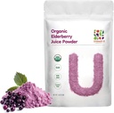 UNLEASH'D ORGANIC Organic Elderberry Juice Pulber 16 oz 100% puhas looduslik roheline toit, rikas antioksüdante ja multivitamiine, kõrge antioksüdantide mõju, põletikuvastane