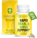 HybridAR Rapid Sinus Relief and Calm – Fast Acting Non-Drowsy Sinus Support and Medicine - Natural Decongestants for Adults with Antihistamine, Quercetin, and Butterbur for Allergies - 30 Capsules