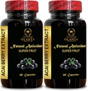 ACAI marjaekstrakt - orgaaniline toidulisand Acai Berry pulber, supertoit, igapäevane energiatoetus, Acai üldise heaolu jaoks - 2 pudelit 120 kapslit