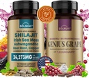 Kognitiivne heaolu Bundle - Resveratrol Complex & Shilajit Fulvic Acid Minerals - Sea Moss, Ashwagandha, kliiniliselt testitud Cognigrape Red Grape ekstrakt - Non-GMO, Gluteenivaba, Vegan Supplement