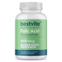BESTVITE Foolhape 1000 mcg (vitamiin B9) (240 taimset kapslit) - ei dikaltsiumfosfaati - ei Stearaati - ei ränidioksiidi - mitte GMO - gluteenivaba
