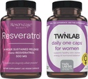 Reserveage Beauty Resveratrol 500 mg - püsivalt vabastav Trans-Resveratrool - Vegan Antioksüdandi lisand aju ja südame tervisele 60 kapslit ja Twinlab TWL Naiste igapäevane üks 60 ct