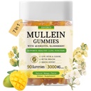 Mullein Gummies koos 3600mg Mullein Leaf Extract, 7 in 1 Lung Cleanse, Hingamisteede Lung Health, Immune Booster, Elderberry, Quercetin, Bromelain, Vitamiin C & D3, No Sugar, täiskasvanutele, Vegan, 90 Count