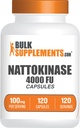 BulkSupplements.com Nattokinase 4000 FU kapslid - Nattokinaasi lisand, mis on saadud Natto ekstraktist, Nattokinaasi 100mg - Gluteenivaba, 1 kapsel portsjoni kohta, 120 kapslit (pakk 1)