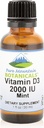 Pure Mountain Botanicals Maitsestatud D-vitamiini tilgad - Mint Maitsestatud Vedel Vitamiin D3-2000iu per Serving - 1oz Pudel