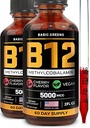 Vitamiin B12 keelealune vedelik tilgad 5000 mcg - Vegan Metüül B-12 toidulisand energia ja fookuse jaoks - B 12 vitamiin naistele ja meestele - kiire imendumine Metüülkobalamiin - 120 serveerimist - 4 fl oz