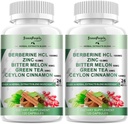 GreenPEOPLE Berberine Supplement koos Ceylon Cinnamon - 120 Count Berberine 1500mg Berberine HCL kapslid mõru melon / artišoki ekstraktid ja looduslikud maitsetaimed Immune Support 2 Pack