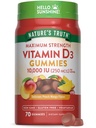 Looduse tõde Vitamiin D3 Gummies | 10000 IU | 70 Count | Peach Mango Flavor | Taimetoitlane, mitte-GMO ja gluteenivaba toidulisand