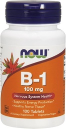 NOW Vitamiin B-1 (tiamiin) 100 mg, 100 tabletti (pakk 4)